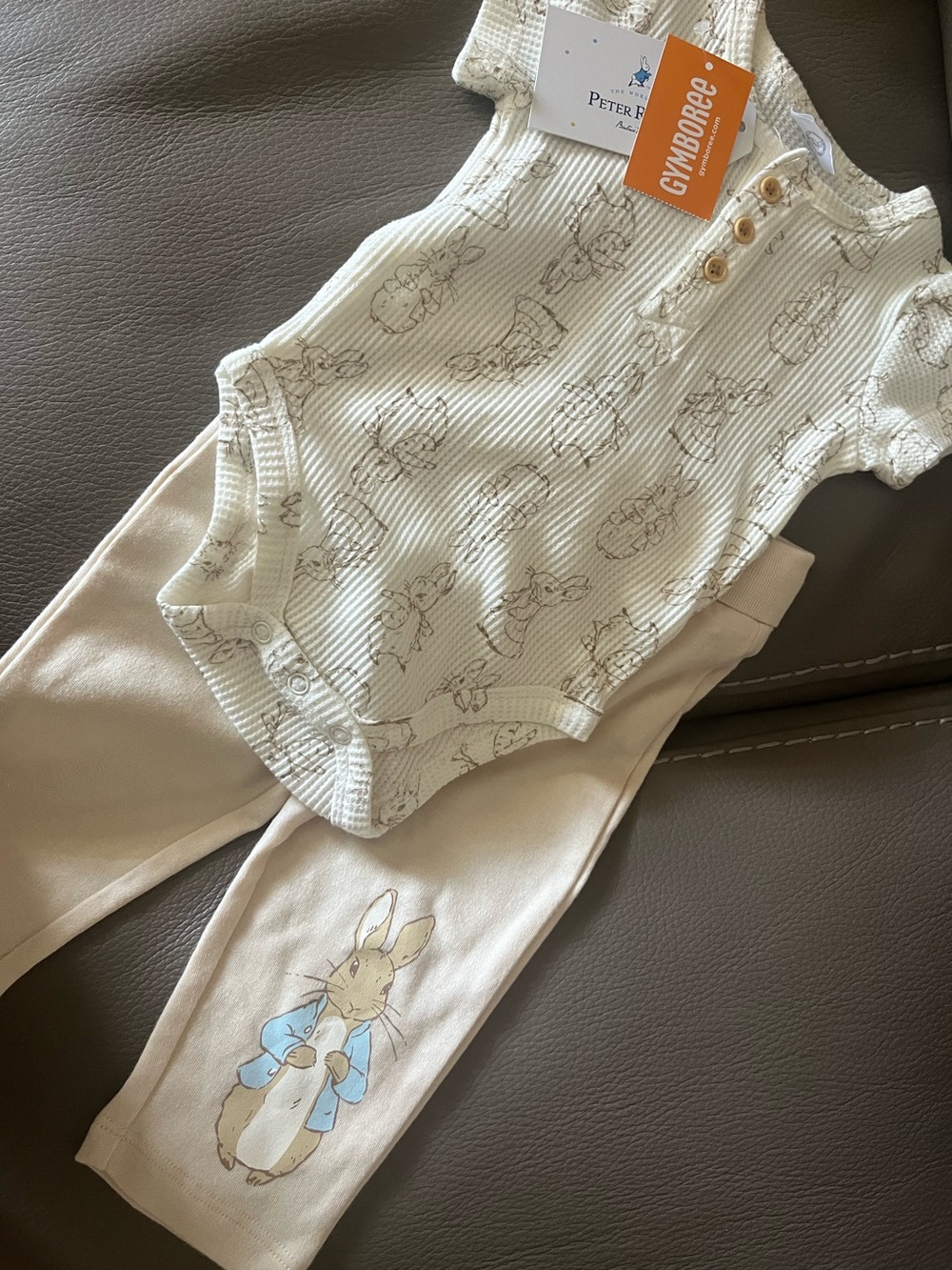 NWT Gymboree x Peter Rabbit 2-Piece Bodysuit & Pants Set - Cream Ivory Size 3-6M